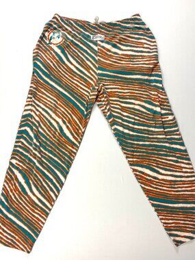 Vintage Miami Dolphins Zubaz Mens AOP Pants M NFL Zebra Stripes Drawstring USA